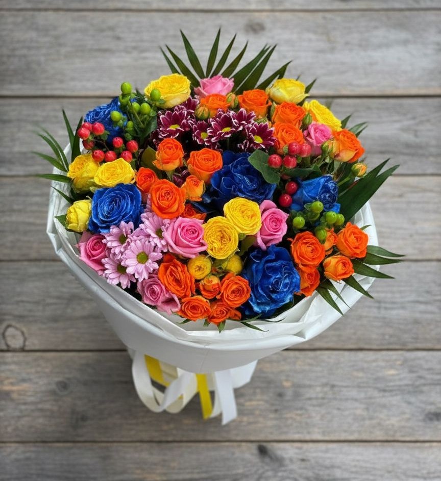 Букет цветов из: Розы и Хризантемы в Юрьеве-Польском