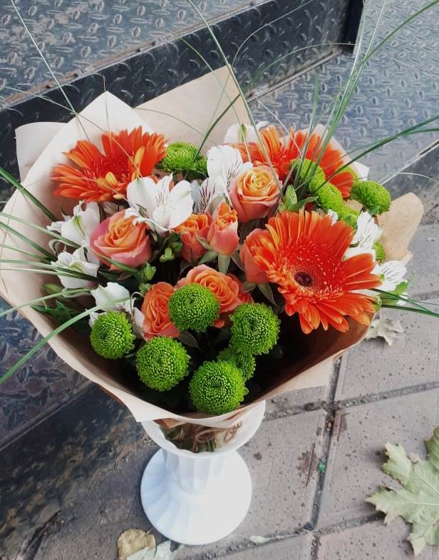 Букет цветов из: Герберы, Хризантемы, Альстромерии и Розы в Юрьеве-Польском