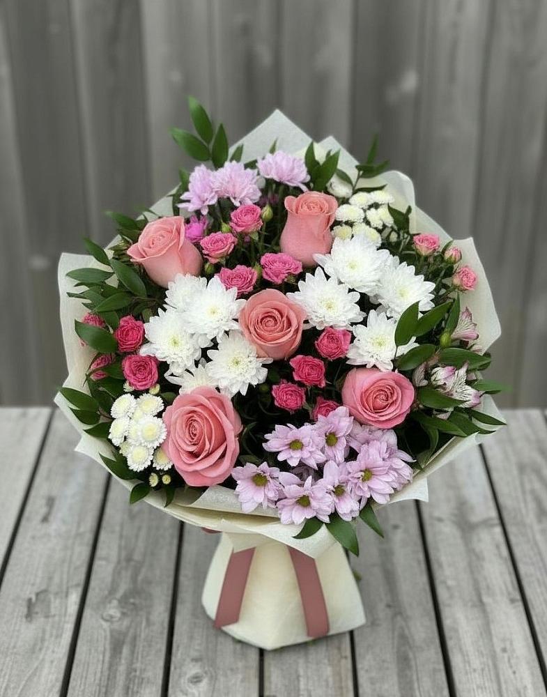 Букет цветов из: Альстромерии, Гвоздики, Розы и Хризантемы в Юрьеве-Польском