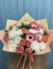 Букет цветов из:  Розы, Герберы и Хризантемы в Юрьеве-Польском