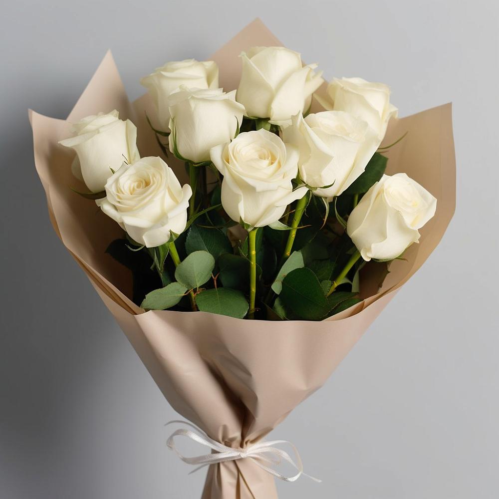 Букет 9 Белых роз Эдлесс Лав в Юрьеве-Польском