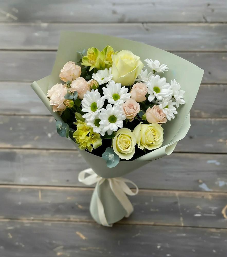 Букет цветов из: Альстромерии, Розы и Хризантемы в Юрьеве-Польском