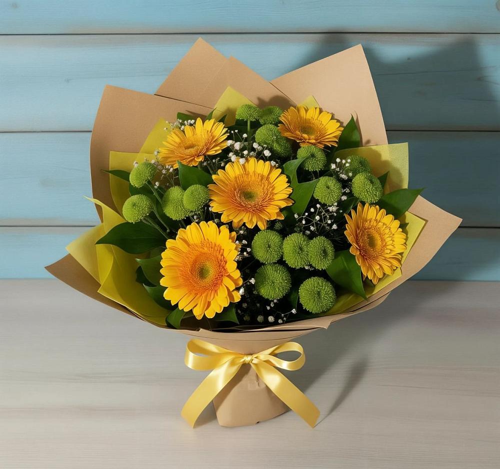 Букет цветов из: Герберы и Хризантемы в Юрьеве-Польском