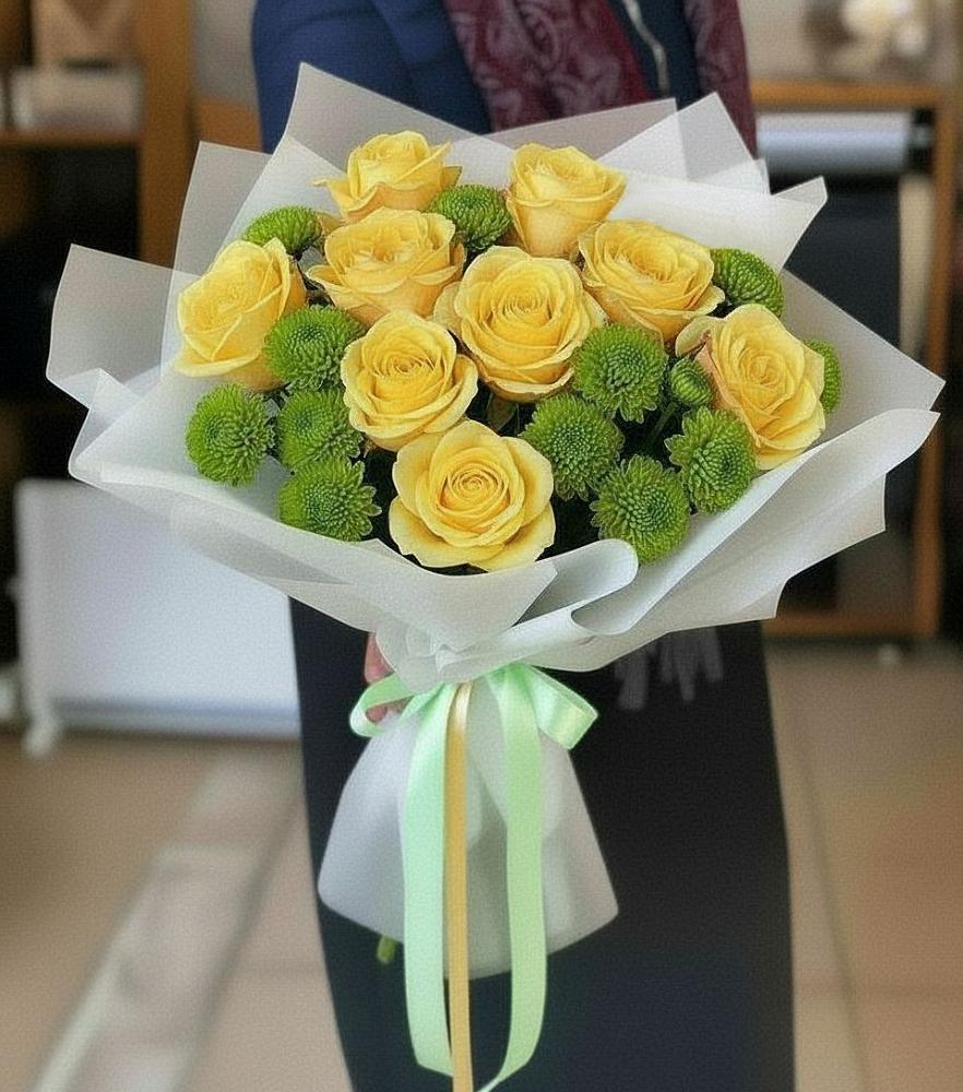 Букет цветов из: Хризантемы и Розы в Юрьеве-Польском