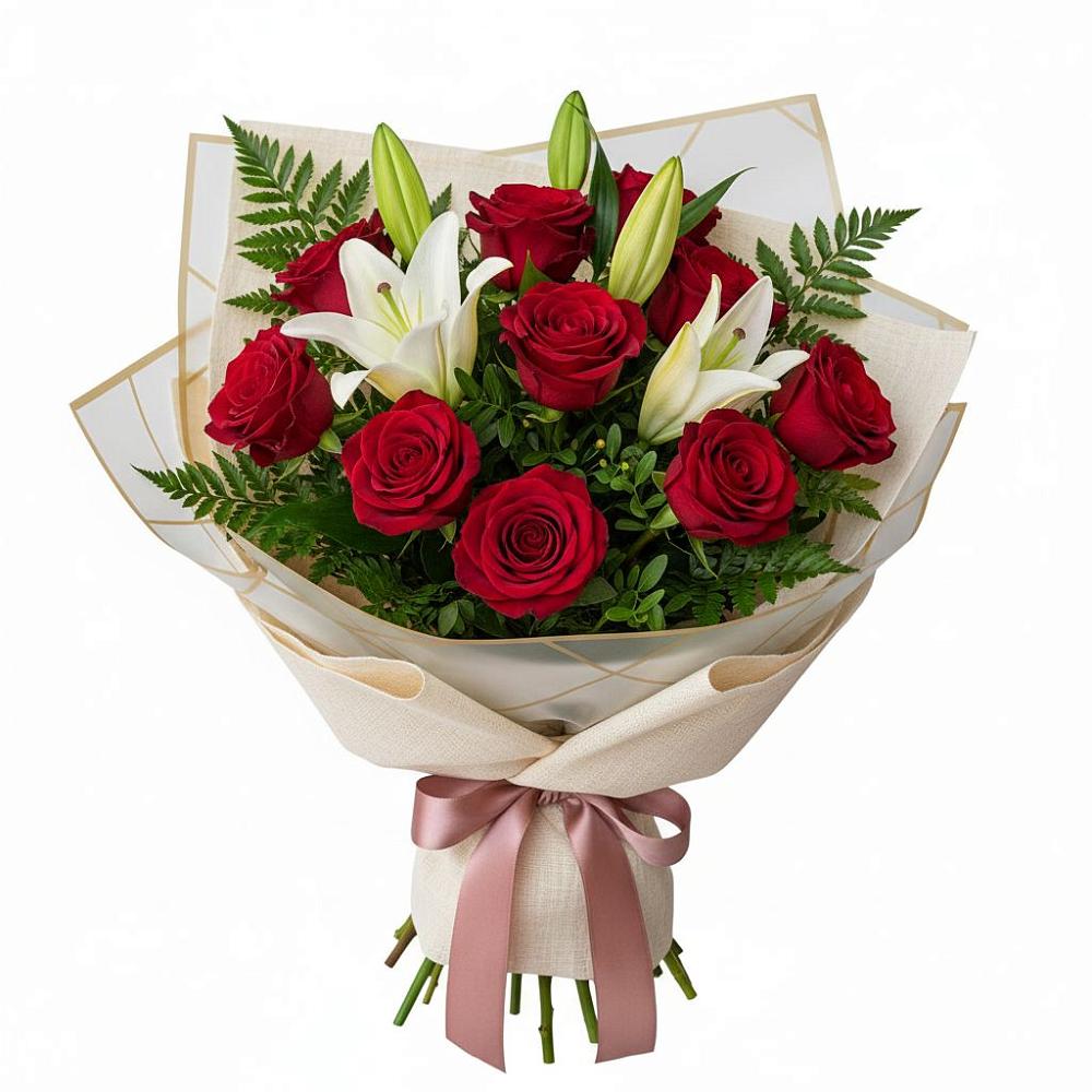 Букет цветов из: Лилии и Розы в Юрьеве-Польском