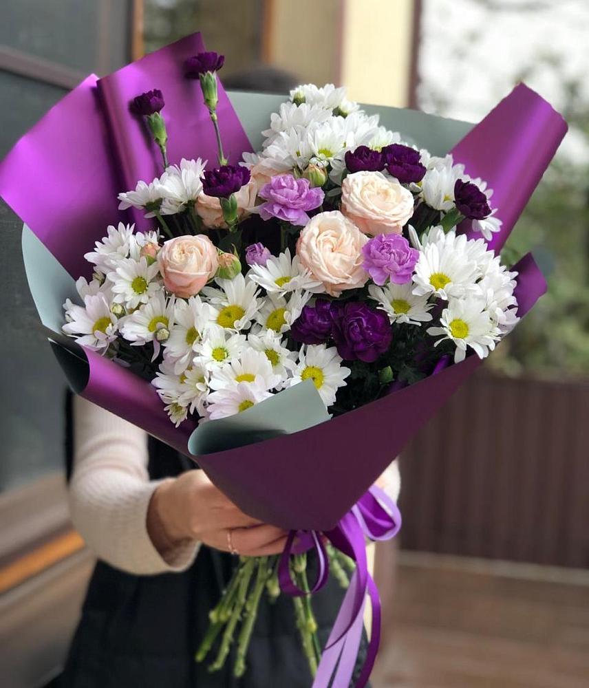 Букет цветов из: Хризантемы, Гвоздики и Розы в Юрьеве-Польском