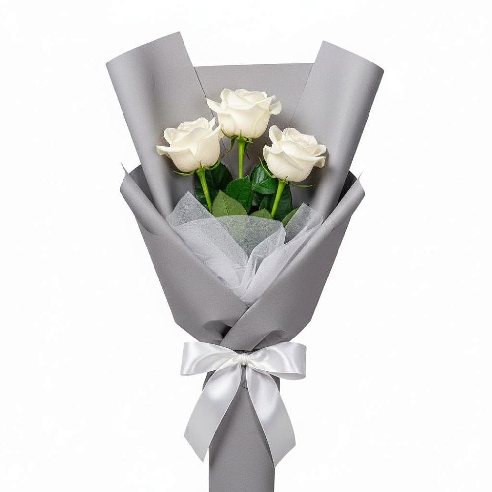Букет 3 белые розы в Юрьеве-Польском
