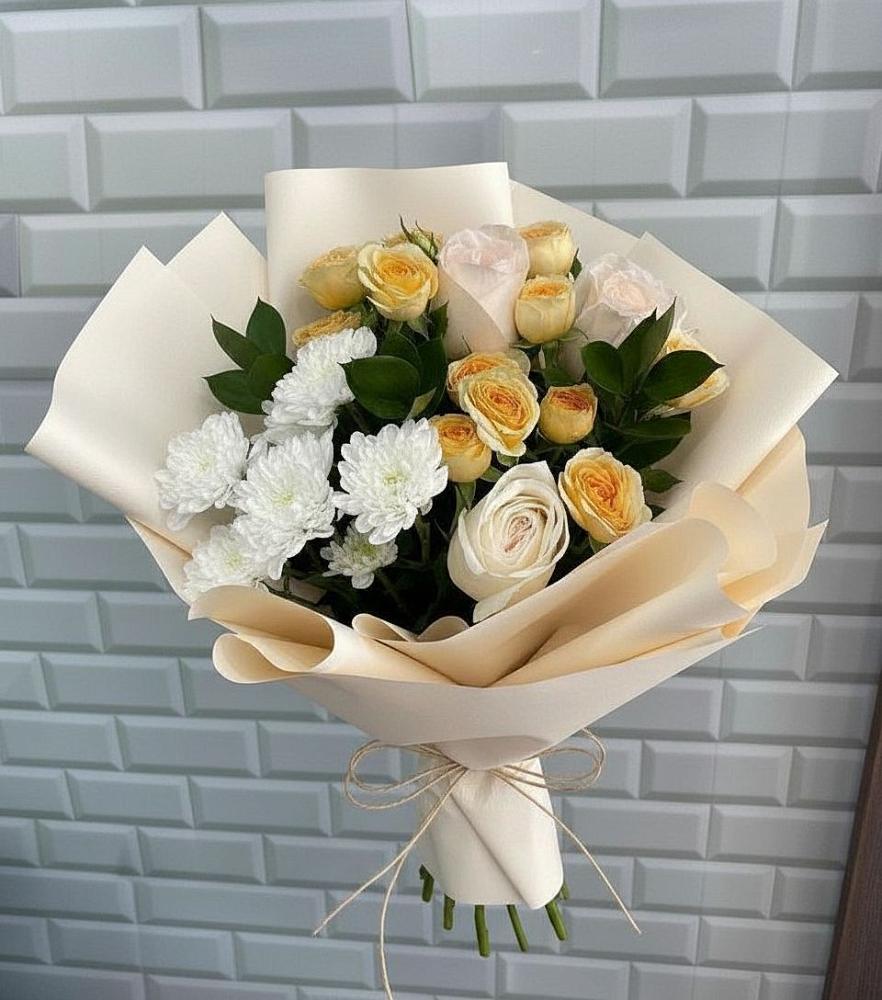 Букет цветов из: Розы и Хризантемы в Юрьеве-Польском