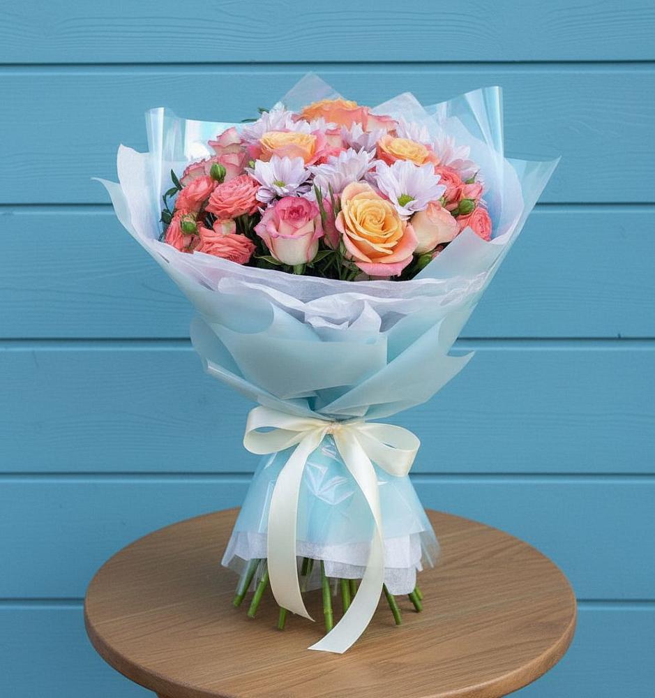 Букет цветов из: Хризантемы и Розы в Юрьеве-Польском