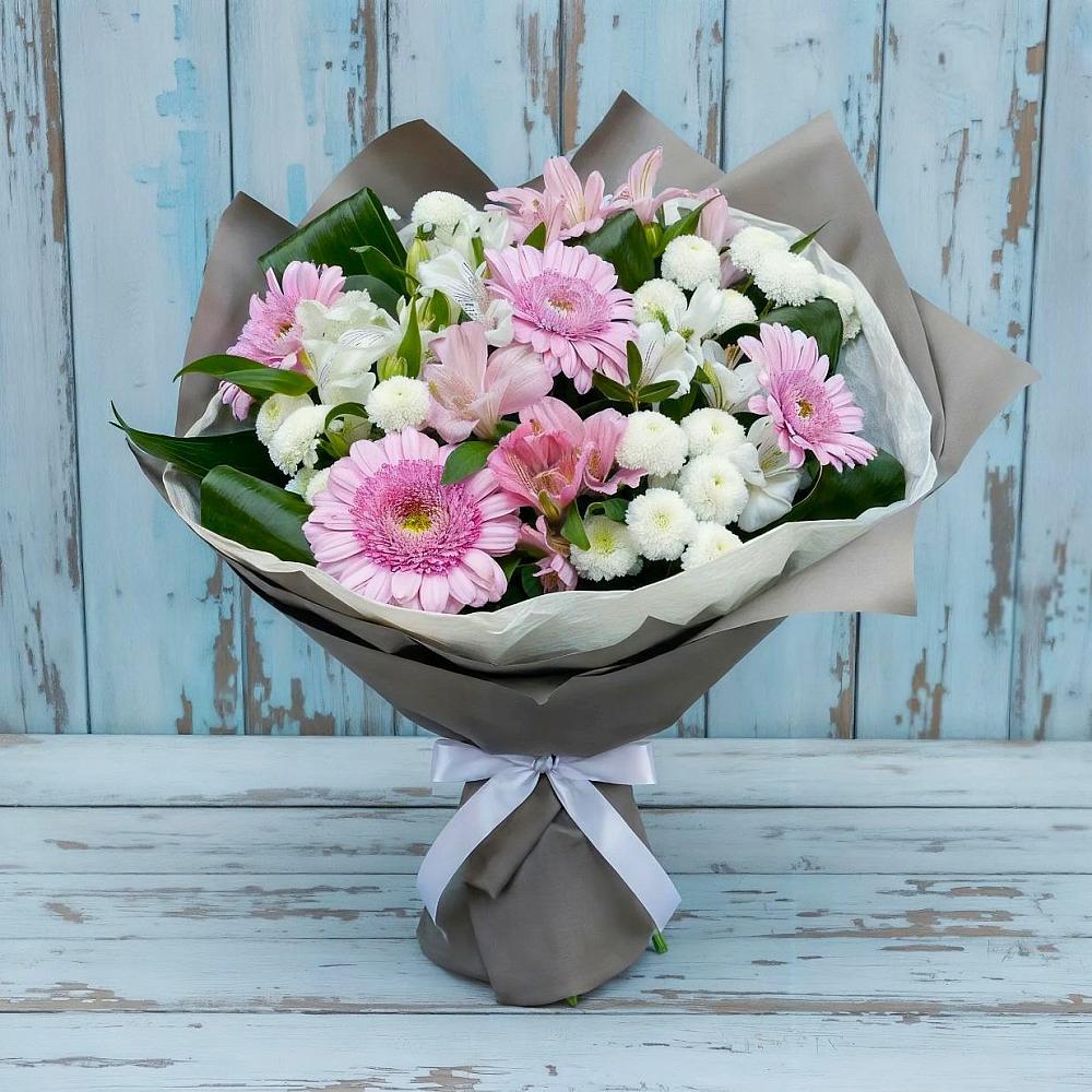 Букет цветов из: Герберы, Альстромерии и Хризантемы в Юрьеве-Польском