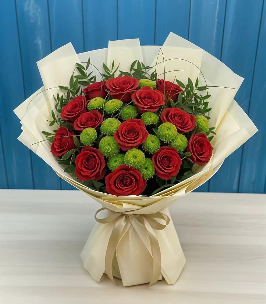 Букет цветов из: Розы и Хризантемы в Юрьеве-Польском